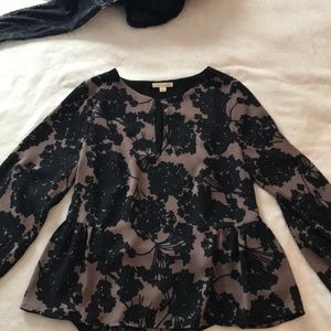 Anthropologie Paper Crown Floral Skirted Blouse